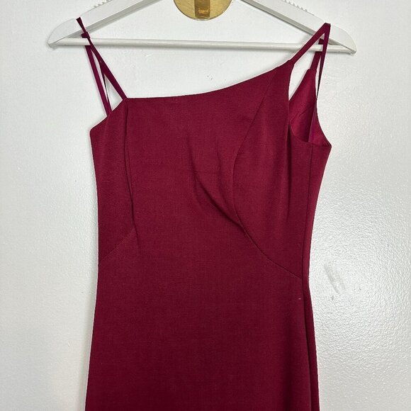 LA FEMME One-Shoulder Jersey Gown in Burgundy Size US 0 - Picture 3 of 8
